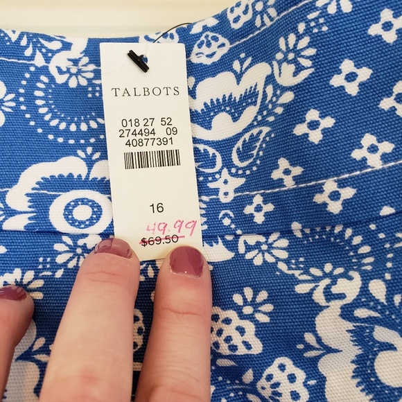 Talbots Blue White Print Skirt Canvas Stretch 10 - Picture 5 of 5